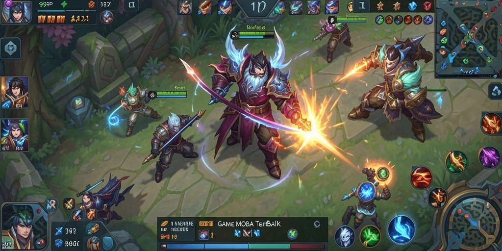 Gameplay MOBA yang seru dalam <strong>99RP</strong> dengan strategi yang mendalam.