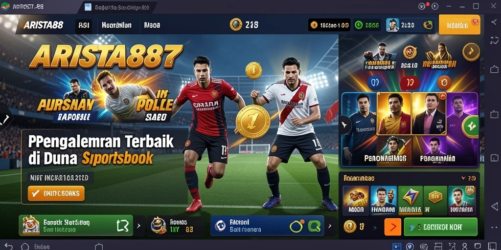 Screenshot utama ARISTA88 menampilkan antarmuka taruhan olahraga yang dinamis.