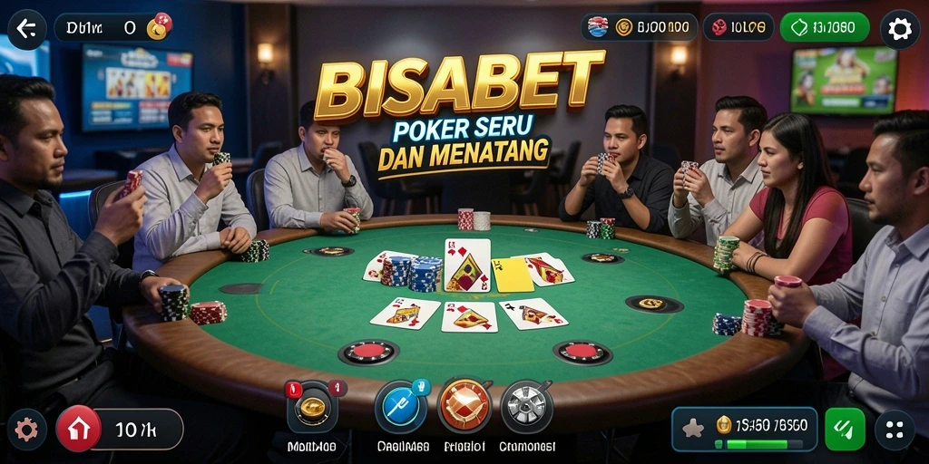 Screenshot gameplay BISABET yang menunjukkan suasana permainan poker.