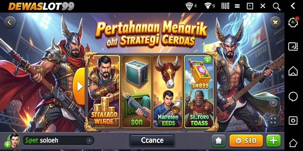 Screenshot gameplay DEWASLOT99 menampilkan aksi menara yang melawan musuh.