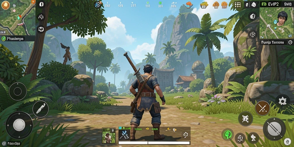 Screenshot gameplay <strong>EVIP2</strong> menampilkan petualangan di dunia terbuka yang luas.