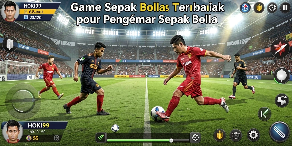 Screenshot gameplay HOKI99, menampilkan aksi seru pertandingan sepak bola.