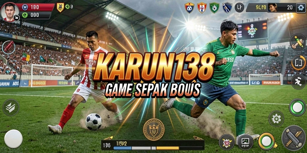 Screenshot gameplay KARUN138 menampilkan momen mendebarkan dalam pertandingan sepak bola.