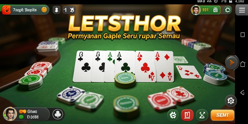 Tampilan gameplay mendebarkan dalam permainan Gaple LETSTHOR.