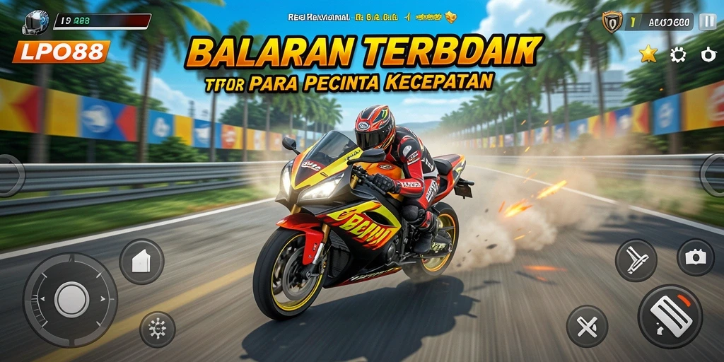 Screenshot LPO88 menampilkan aksi balapan motor yang mendebarkan.