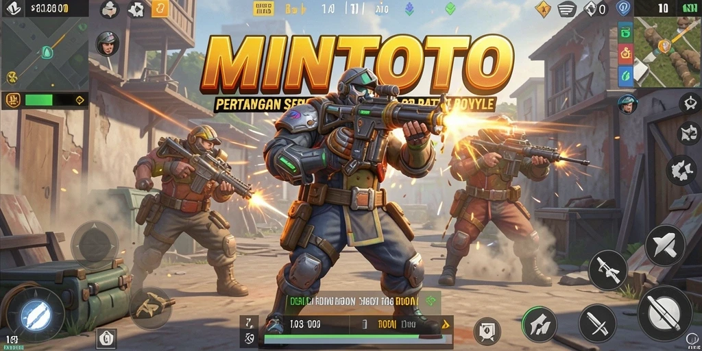Tampilan gameplay seru dalam pertarungan Battle Royale MINTOTO.