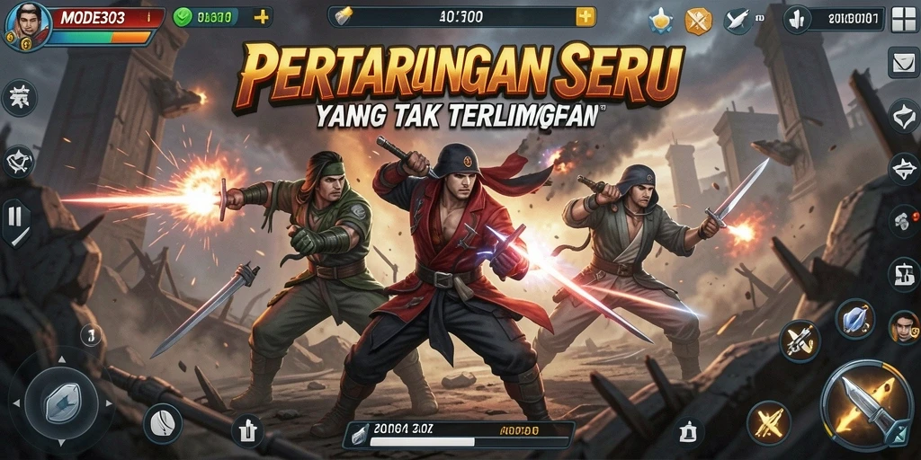 Tampilan gameplay seru dalam pertandingan Fighting MODE303.