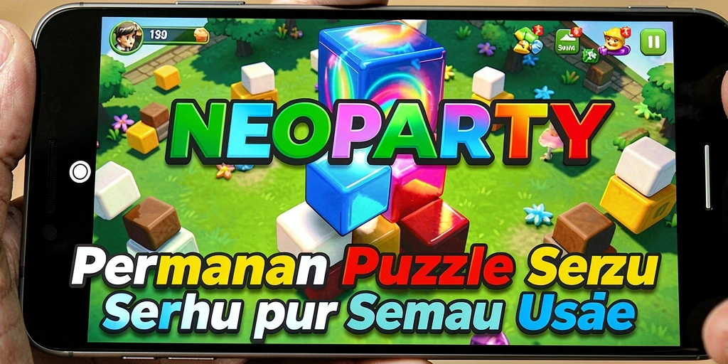 Tampilan gameplay NEOPARTY yang menantang dan penuh warna.