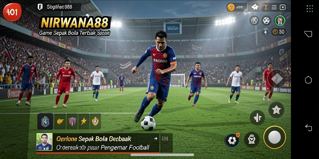 Screenshot NIRWANA88 menampilkan aksi seru dalam pertandingan sepak bola.