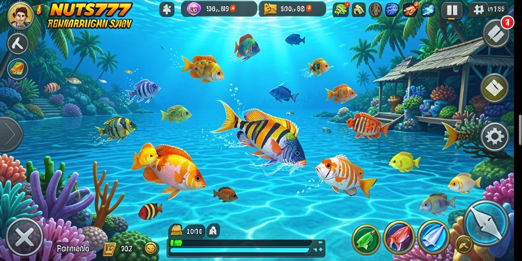 Tampilan gameplay NUTS777 yang mengasyikkan dalam Tembak Ikan.