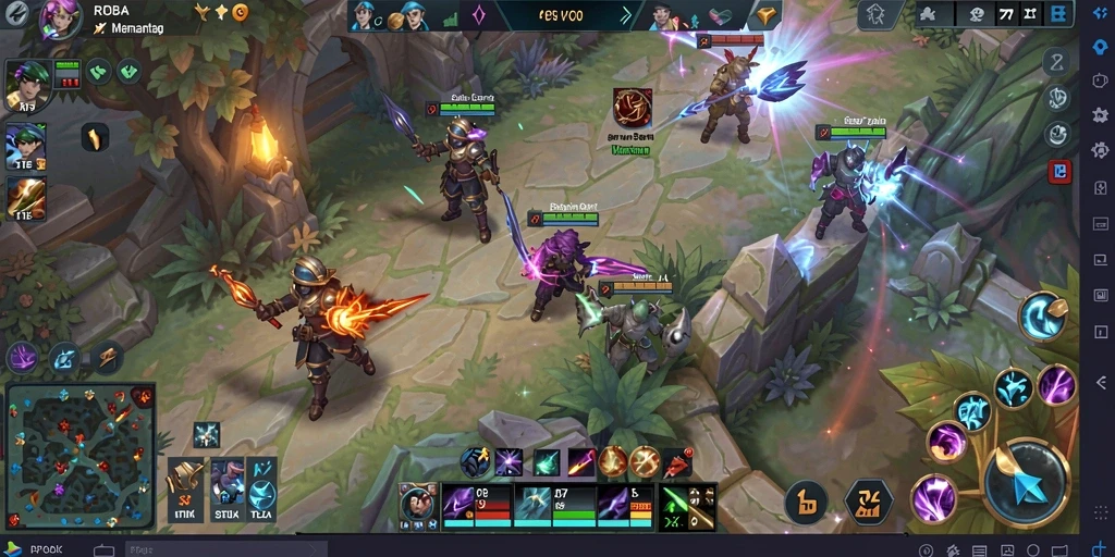 Screenshot gameplay RPOK yang menunjukkan aksi seru di arena MOBA.