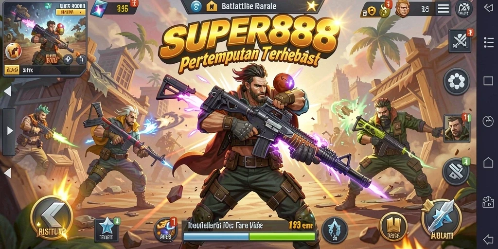 Gameplay mendebarkan SUPER88 dalam pertarungan Battle Royale.