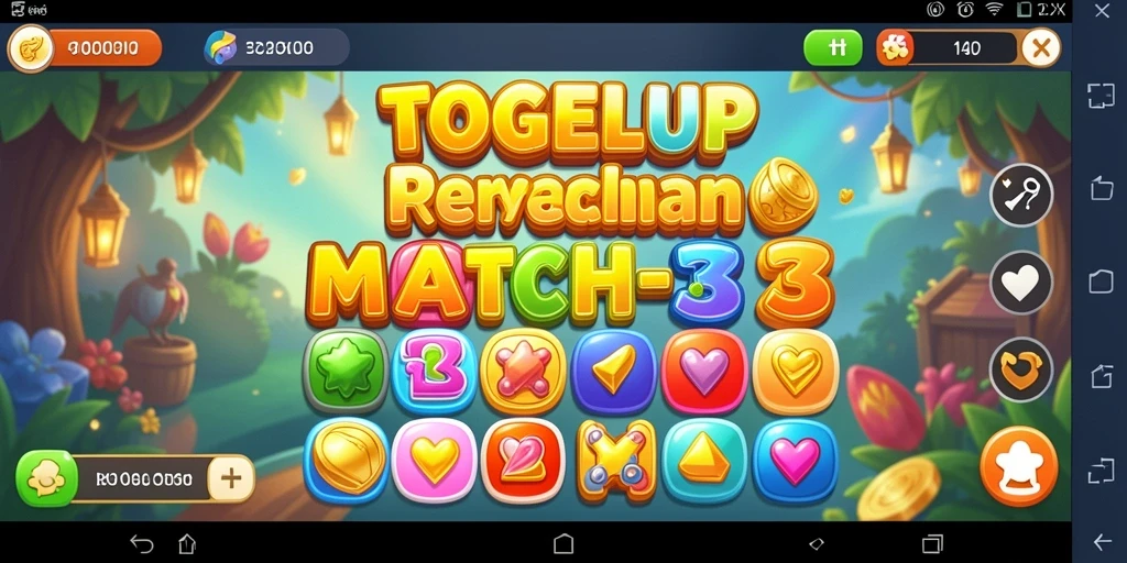 Gameplay seru TOGELUP dengan elemen Match-3 yang menarik.