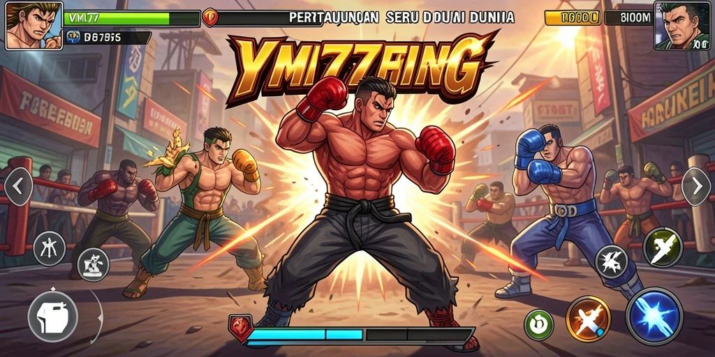 Screenshot gameplay VM777 menampilkan aksi pertarungan yang intens.