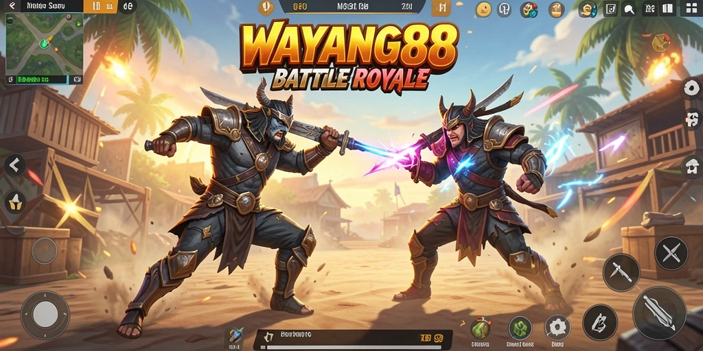 Tampilan gameplay Battle Royale yang epik dari WAYANG88.